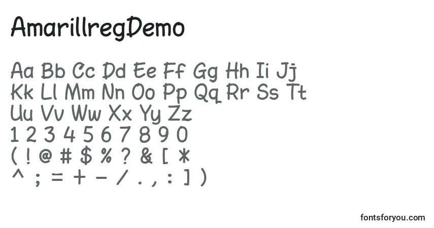Шрифт AmarillregDemo – алфавит, цифры, специальные символы