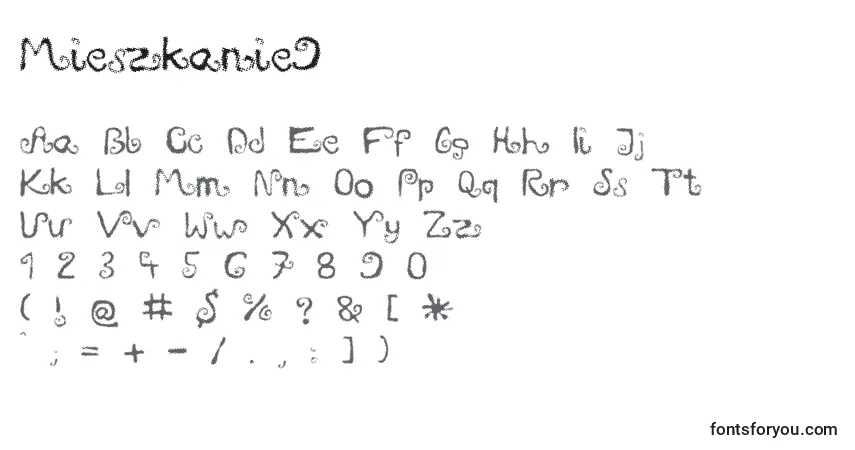 Mieszkanie9フォント–アルファベット、数字、特殊文字