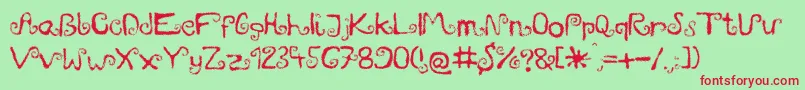 Mieszkanie9 Font – Red Fonts on Green Background