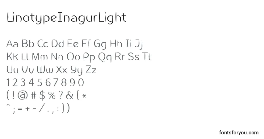 A fonte LinotypeInagurLight – alfabeto, números, caracteres especiais