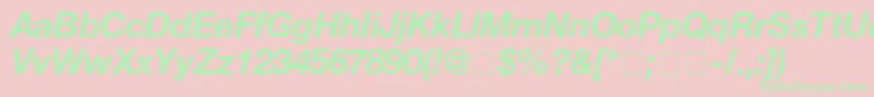 HelveticaBolditalic Font – Green Fonts on Pink Background