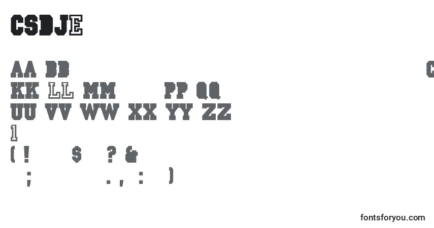 Schriftart CsdJerseyNormal – Alphabet, Zahlen, spezielle Symbole