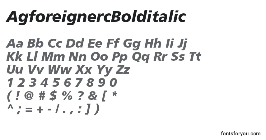 A fonte AgforeignercBolditalic – alfabeto, números, caracteres especiais