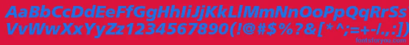Шрифт AgforeignercBolditalic – синие шрифты на красном фоне