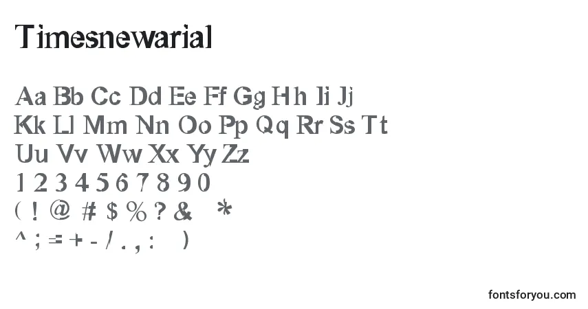 A fonte Timesnewarial – alfabeto, números, caracteres especiais