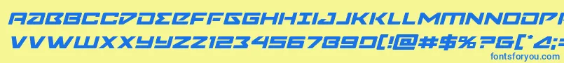 Navycadetexpandital-Schriftart – Blaue Schriften auf gelbem Hintergrund