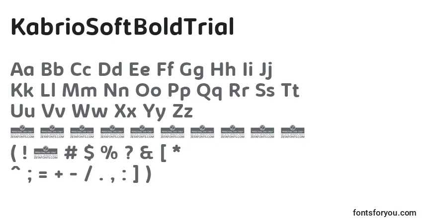 Czcionka KabrioSoftBoldTrial – alfabet, cyfry, specjalne znaki