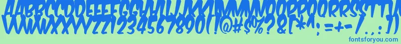 フォントKomikabg – 青い文字は緑の背景です。