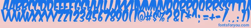 Komikabg-Schriftart – Blaue Schriften auf rosa Hintergrund