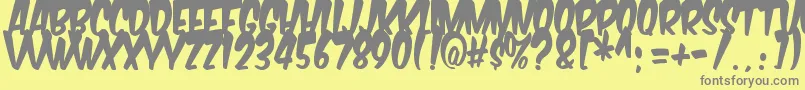 Weitere Informationen zur Komikabg-Schriftart Komikabg-Schriftart – Graue Schriften auf gelbem Hintergrund