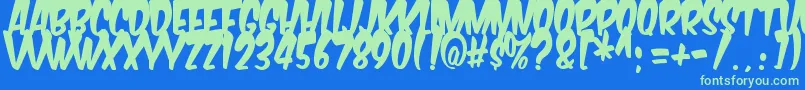 Komikabg-fontti – vihreät fontit sinisellä taustalla