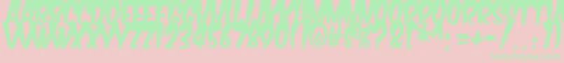 Komikabg-Schriftart – Grüne Schriften auf rosa Hintergrund