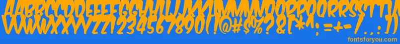 Komikabg Font – Orange Fonts on Blue Background