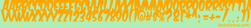 Komikabg-Schriftart – Orangefarbene Schriften auf grünem Hintergrund