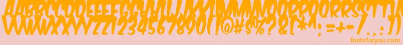 Komikabg-Schriftart – Orangefarbene Schriften auf rosa Hintergrund