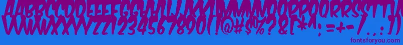 Komikabg Font – Purple Fonts on Blue Background