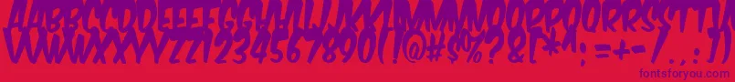 Подробнее о шрифте Komikabg Шрифт Komikabg – фиолетовые шрифты на красном фоне