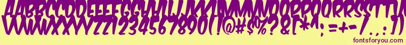 Komikabg Font – Purple Fonts on Yellow Background