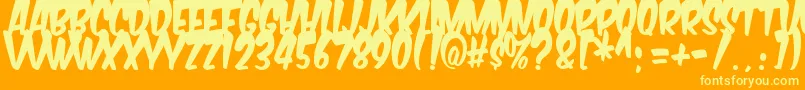 Komikabg-Schriftart – Gelbe Schriften auf orangefarbenem Hintergrund