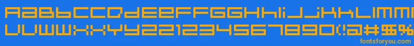 IndieutkaPixel8-fontti – oranssit fontit sinisellä taustalla
