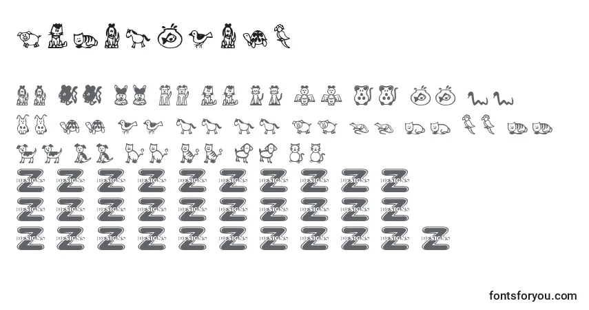 Fuente PetAnimals - alfabeto, números, caracteres especiales