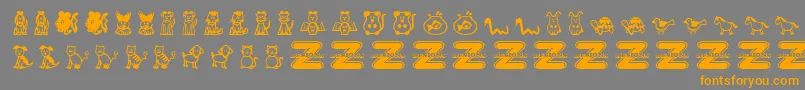 フォントPetAnimals – オレンジの文字は灰色の背景にあります。