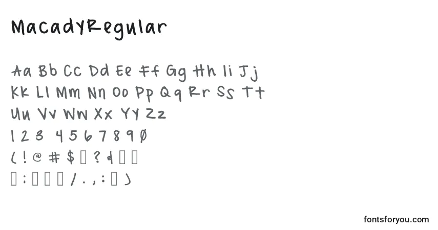 Schriftart MacadyRegular – Alphabet, Zahlen, spezielle Symbole