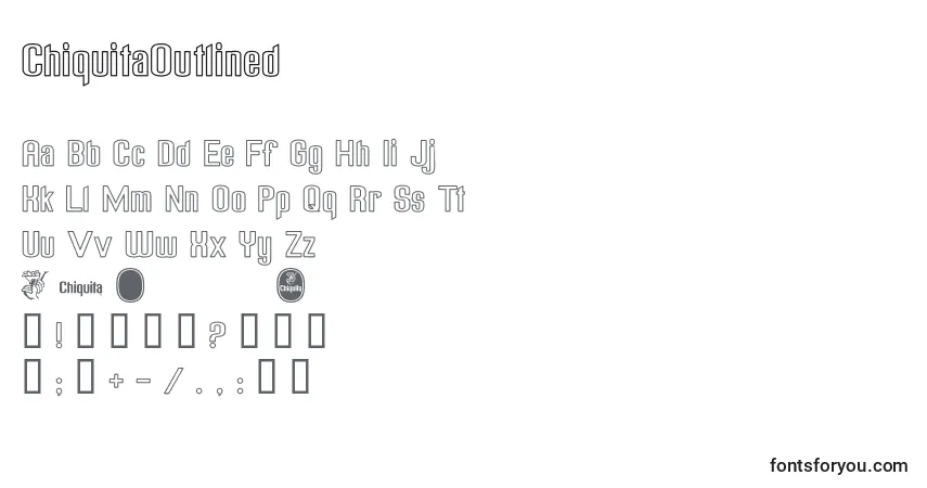 Czcionka ChiquitaOutlined – alfabet, cyfry, specjalne znaki