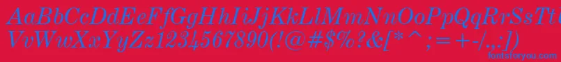 CenturyExpandedItalicBt Font – Blue Fonts on Red Background