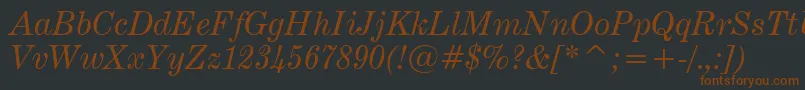 CenturyExpandedItalicBt-fontti – ruskeat fontit mustalla taustalla
