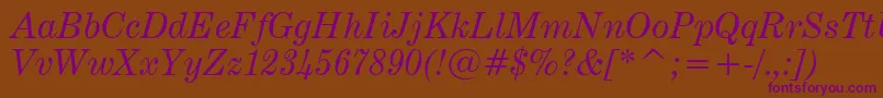 CenturyExpandedItalicBt Font – Purple Fonts on Brown Background