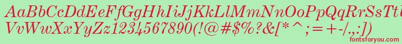 CenturyExpandedItalicBt Font – Red Fonts on Green Background