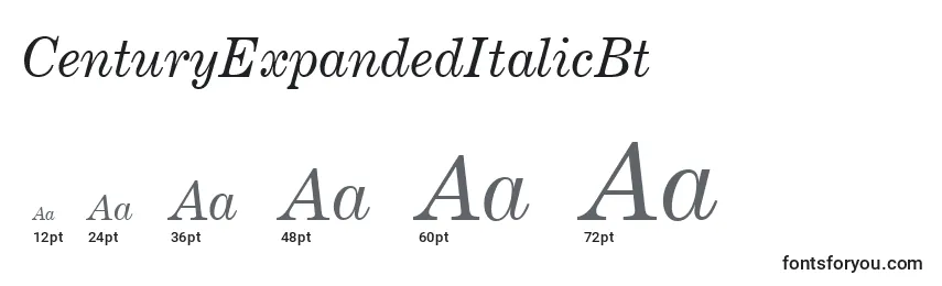 Größen der Schriftart CenturyExpandedItalicBt