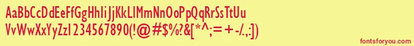 フォントGimletcondssk – 赤い文字の黄色い背景