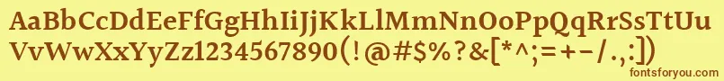 Fonte HalantSemibold – fontes marrons em um fundo amarelo