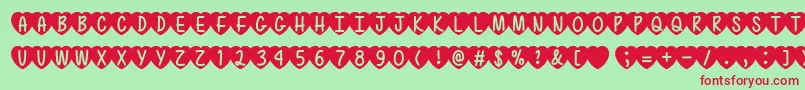 MfLoveIsAwesome2 Font – Red Fonts on Green Background