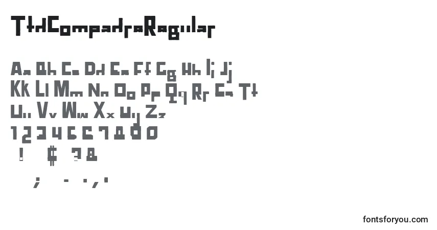 Czcionka TtdCompadreRegular – alfabet, cyfry, specjalne znaki