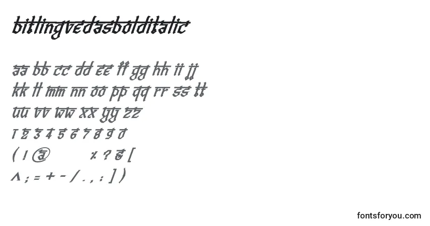 A fonte BitlingvedasBolditalic – alfabeto, números, caracteres especiais