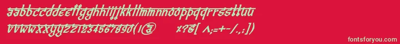 フォントBitlingvedasBolditalic – 赤い背景に緑の文字