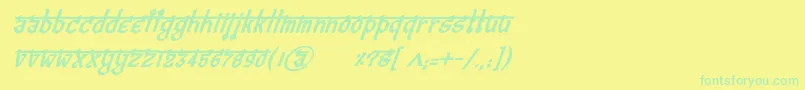 フォントBitlingvedasBolditalic – 黄色い背景に緑の文字