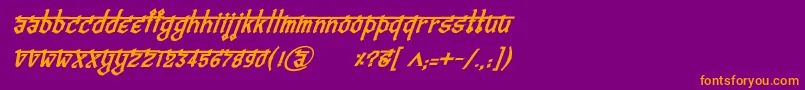 フォントBitlingvedasBolditalic – 紫色の背景にオレンジのフォント