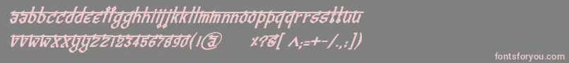 フォントBitlingvedasBolditalic – 灰色の背景にピンクのフォント