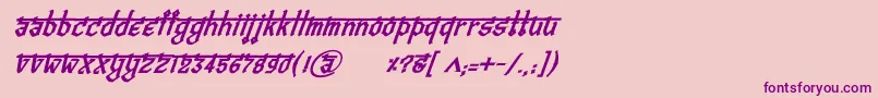 フォントBitlingvedasBolditalic – ピンクの背景に紫のフォント