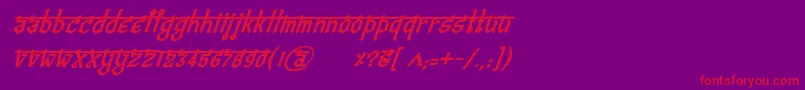 BitlingvedasBolditalic-Schriftart – Rote Schriften auf violettem Hintergrund