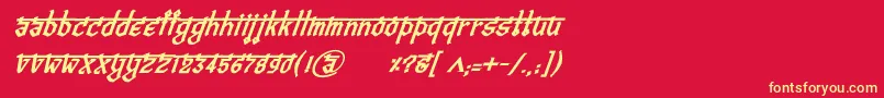 フォントBitlingvedasBolditalic – 黄色の文字、赤い背景