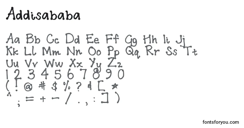 Schriftart Addisababa – Alphabet, Zahlen, spezielle Symbole
