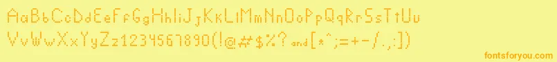 フォントCrystallightning – オレンジの文字が黄色の背景にあります。