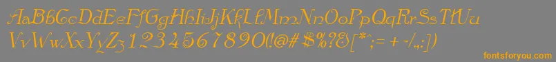 フォントAnglicanItalic – オレンジの文字は灰色の背景にあります。