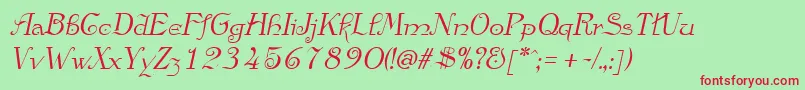 AnglicanItalic Font – Red Fonts on Green Background