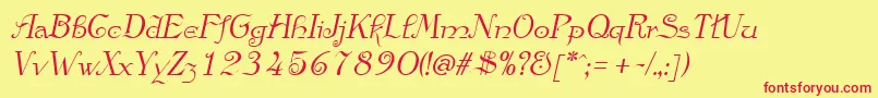 AnglicanItalic Font – Red Fonts on Yellow Background